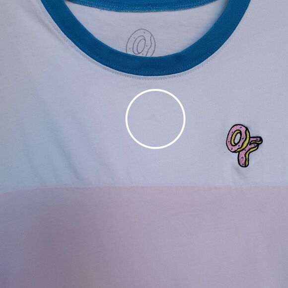OF Odd Future T Shirt Size S White Donut Logo Blue Pink OFWGKTA Tyler Creator - Picture 7 of 12